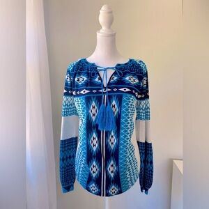Vintage 1970s Blue & White Sweater